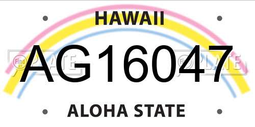 AG16047 Hawaii License Plate