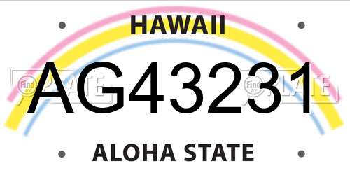 AG43231 Hawaii License Plate