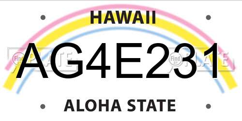 AG4E231 Hawaii License Plate