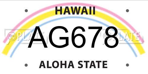 AG678 Hawaii License Plate