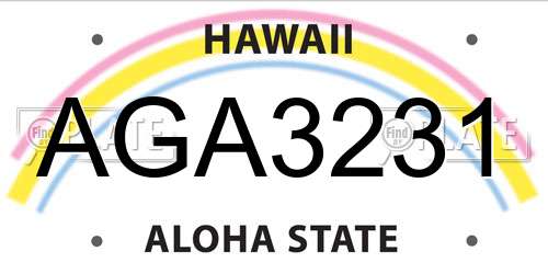 AGA3231 Hawaii License Plate