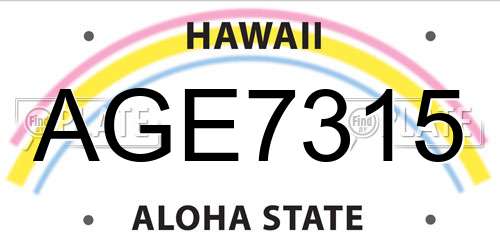 AGE7315 Hawaii License Plate