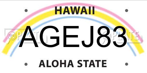 AGEJ83 Hawaii License Plate