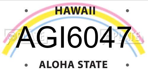 AGI6047 Hawaii License Plate
