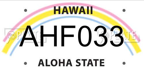 AHF033 Hawaii License Plate