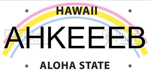 AHKEEEB Hawaii License Plate