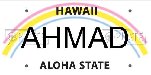 AHMAD Hawaii License Plate