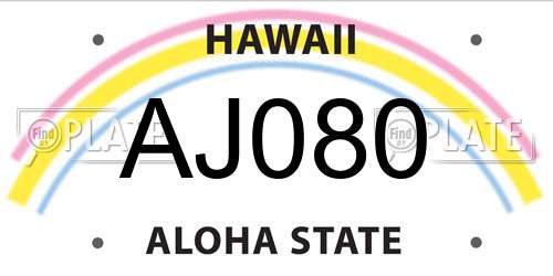 AJ080 Hawaii License Plate