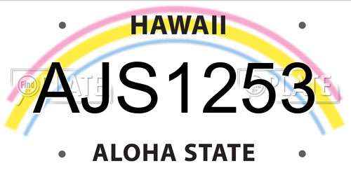AJS1253 Hawaii License Plate
