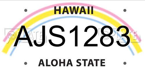 AJS1283 Hawaii License Plate