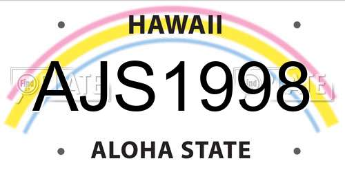 AJS1998 Hawaii License Plate
