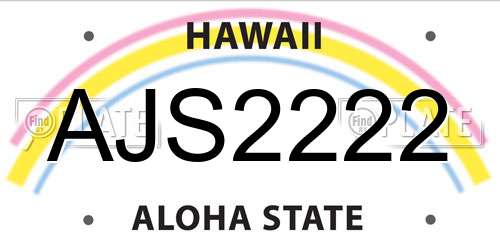 AJS2222 Hawaii License Plate