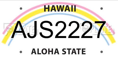 AJS2227 Hawaii License Plate