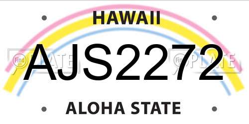 AJS2272 Hawaii License Plate