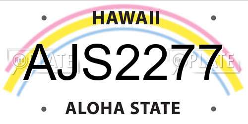 AJS2277 Hawaii License Plate
