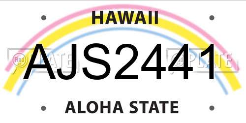 AJS2441 Hawaii License Plate