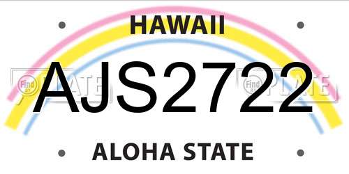 AJS2722 Hawaii License Plate