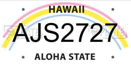 AJS2727 Hawaii License Plate
