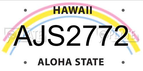 AJS2772 Hawaii License Plate