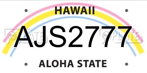 AJS2777 Hawaii License Plate