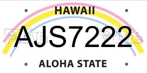 AJS7222 Hawaii License Plate