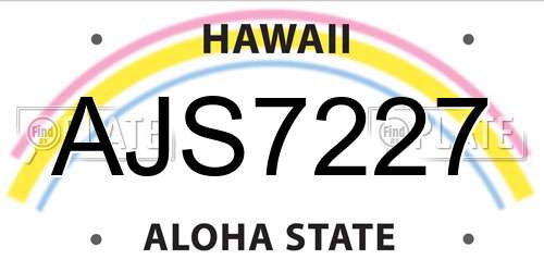 AJS7227 Hawaii License Plate