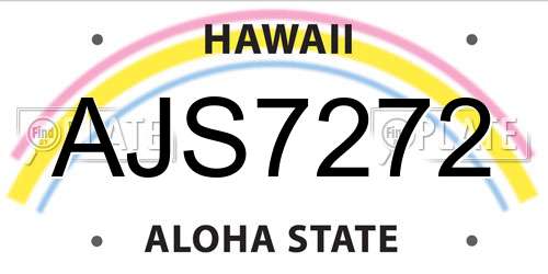 AJS7272 Hawaii License Plate