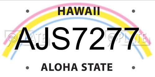 AJS7277 Hawaii License Plate