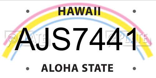 AJS7441 Hawaii License Plate