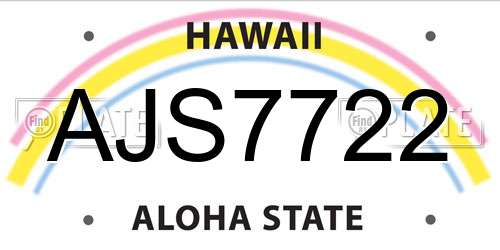 AJS7722 Hawaii License Plate