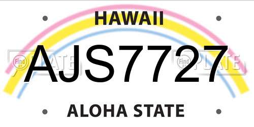 AJS7727 Hawaii License Plate