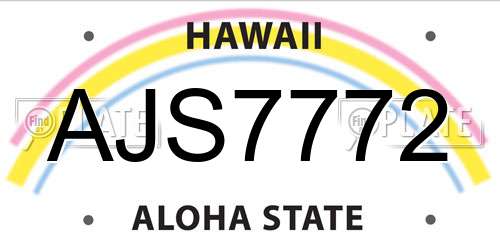 AJS7772 Hawaii License Plate