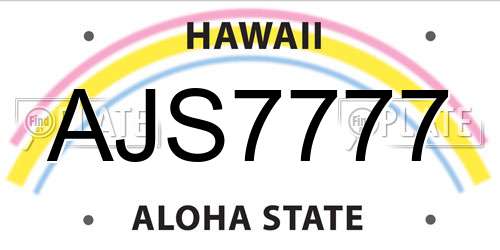 AJS7777 Hawaii License Plate