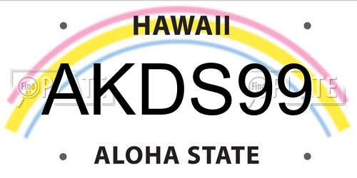 AKDS99 Hawaii License Plate