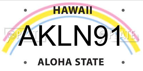 AKLN91 Hawaii License Plate