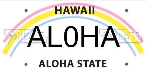 AL0HA Hawaii License Plate