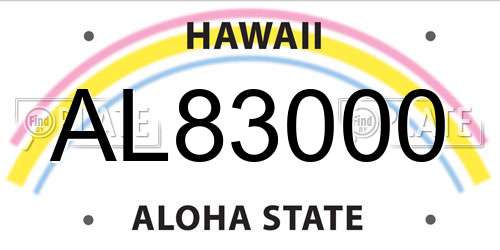 AL83000 Hawaii License Plate
