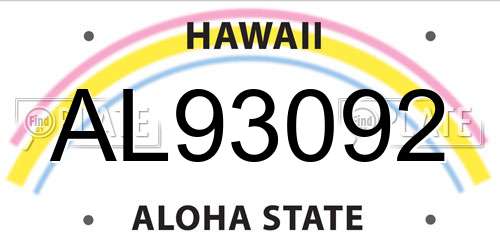AL93092 Hawaii License Plate