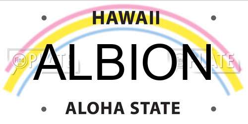 ALBION Hawaii License Plate