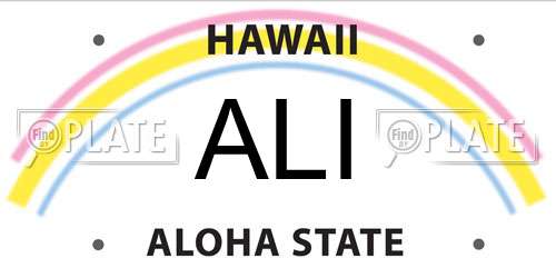 ALI Hawaii License Plate