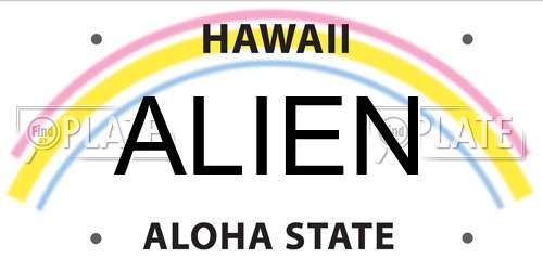 ALIEN Hawaii License Plate