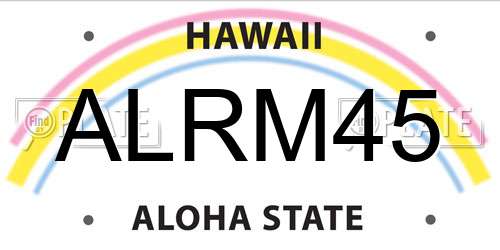 ALRM45 Hawaii License Plate