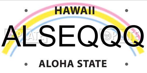 ALSEQQQ Hawaii License Plate