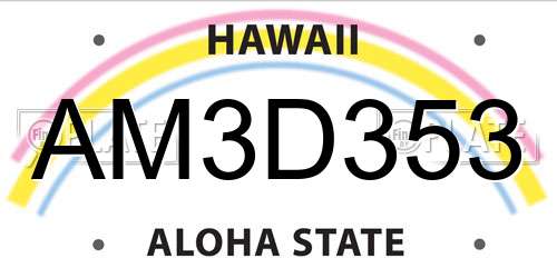 AM3D353 Hawaii License Plate