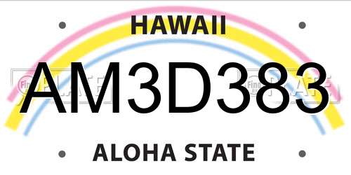 AM3D383 Hawaii License Plate