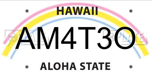 AM4T3O Hawaii License Plate