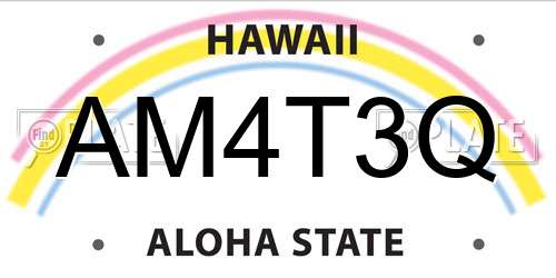 AM4T3Q Hawaii License Plate