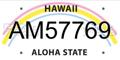 AM57769 Hawaii License Plate