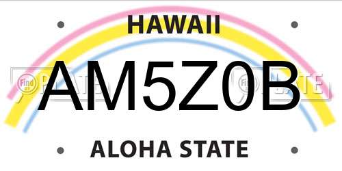AM5Z0B Hawaii License Plate