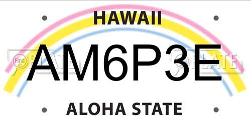 AM6P3E Hawaii License Plate
